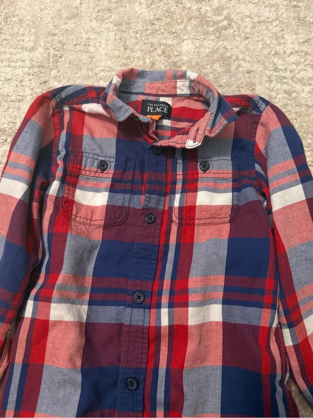 The Children's Place Red, Blue & White Plaid Button-Down Shirt size 5T